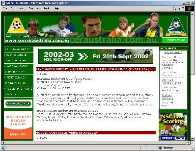 Soccer Australia legacy screenshot